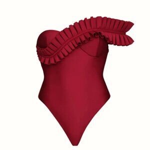 Andrea Iyamah Nisi One-Piece Swimsuit, Wine, size XS